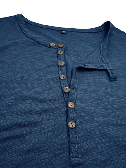 Herren Freizeit Henley Kurzarm Knopfoberteil