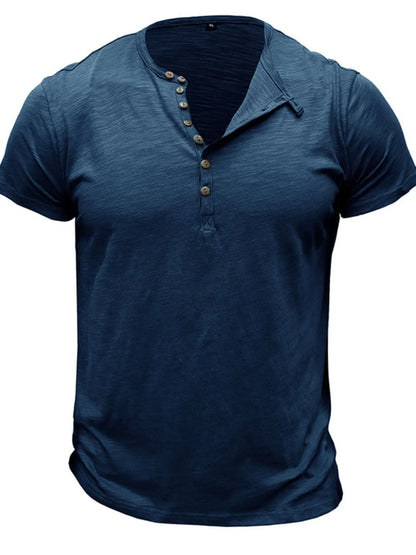 Herren Freizeit Henley Kurzarm Knopfoberteil