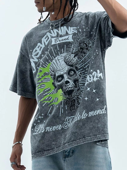 Herren T-Shirt mit Schädelgrafik und Rundhalsausschnitt