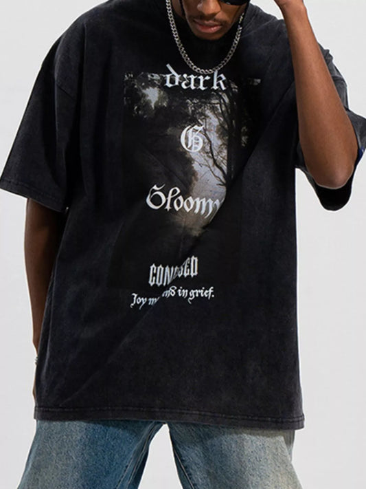 Herren Graphic Oversized Gewaschenes T-Shirt