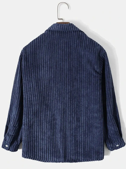 Herren Vollgröße Cord-Jacke mit Knöpfen und langen Ärmeln in Übergröße