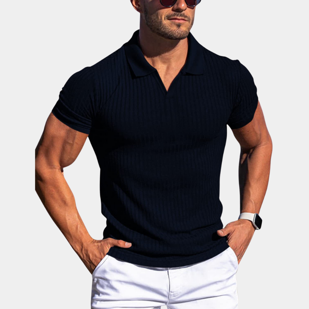 Drake - Men's Short-Sleeved Ribbed Polo Shirt