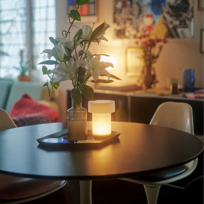 Lampe de table mini tambour sans fil - Batterie rechargeable USB-C, trois niveaux de luminosité, lampe de chevet portable | Produit de confort et de bien-être haut de gamme pour la maison (Royaume-Uni)