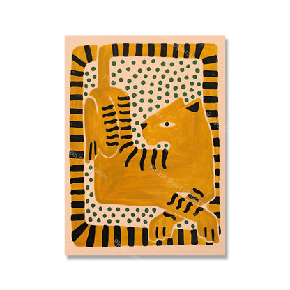 Bunte Abstrakte Boho Wandkunst – Orange Tiger Leinwanddruck