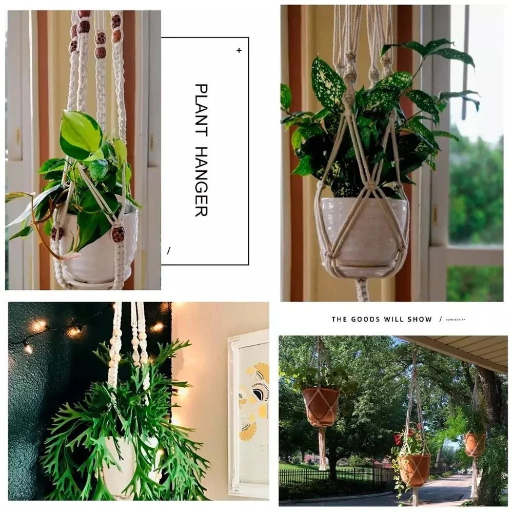 🌿 Handgemachter Makramee-Pflanzenhänger – Boho Hängetopf für Innen- und Außendekoration