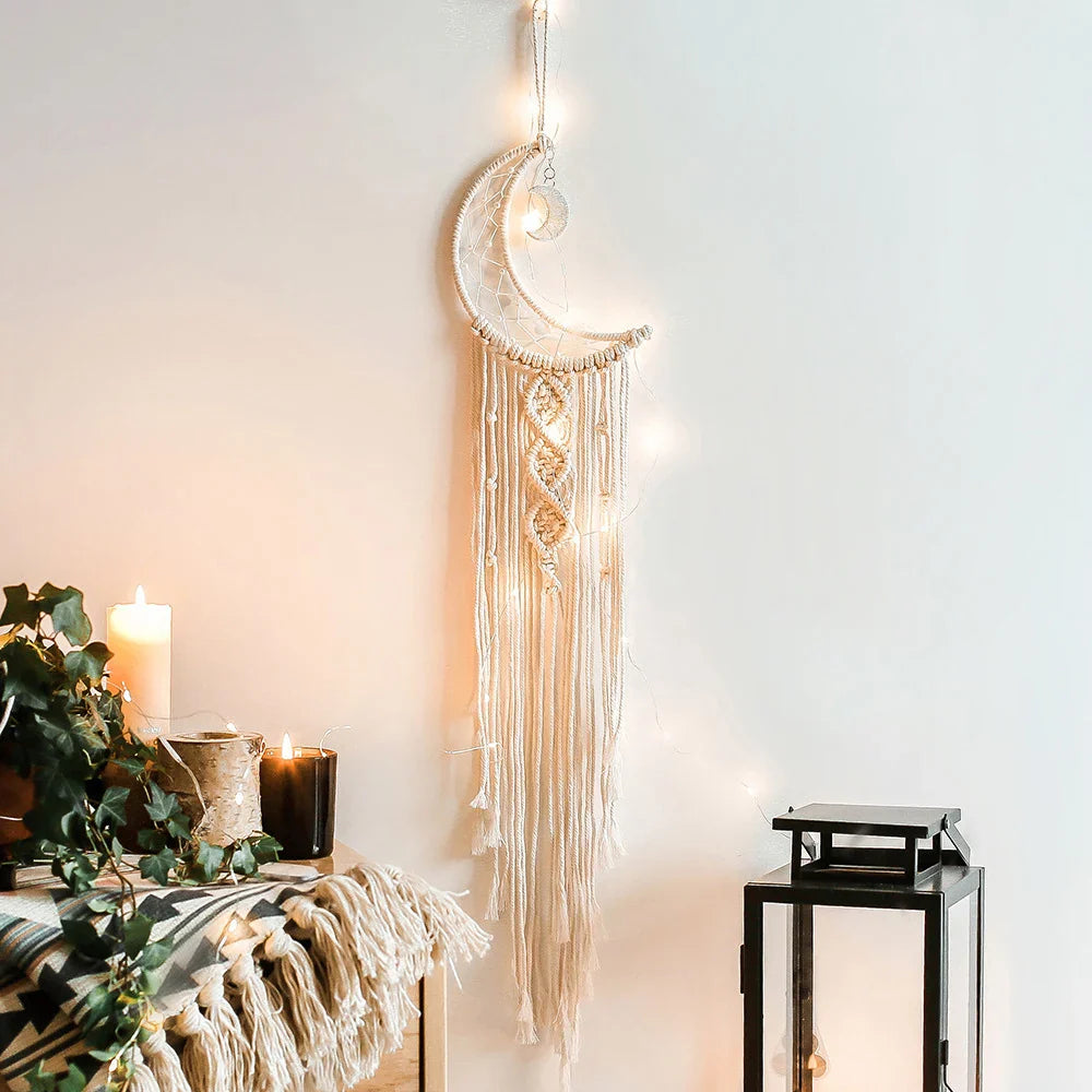 Makramee Traumfänger Boho Wohnkultur Mond Stern Dekoration Makramee Wandbehang Baby Nordic Zimmer Schlafzimmer Kinderkrippe Wohnzimmer Traumfänger