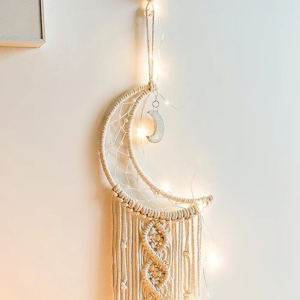Makramee Traumfänger Boho Wohnkultur Mond Stern Dekoration Makramee Wandbehang Baby Nordic Zimmer Schlafzimmer Kinderkrippe Wohnzimmer Traumfänger