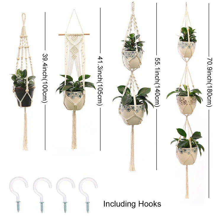 🌿 Handgemachter Makramee-Pflanzenhänger – Boho Hängetopf für Innen- und Außendekoration