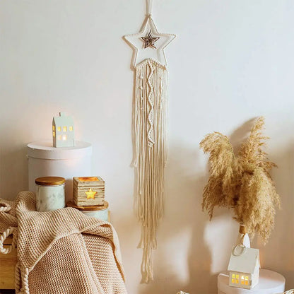 Makramee Traumfänger Boho Wohnkultur Mond Stern Dekoration Makramee Wandbehang Baby Nordic Zimmer Schlafzimmer Kinderkrippe Wohnzimmer Traumfänger