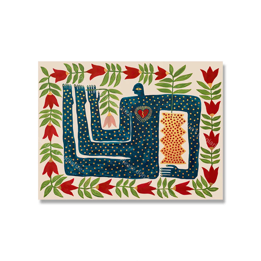 Bunte Abstrakte Boho Wandkunst – Orange Tiger Leinwanddruck