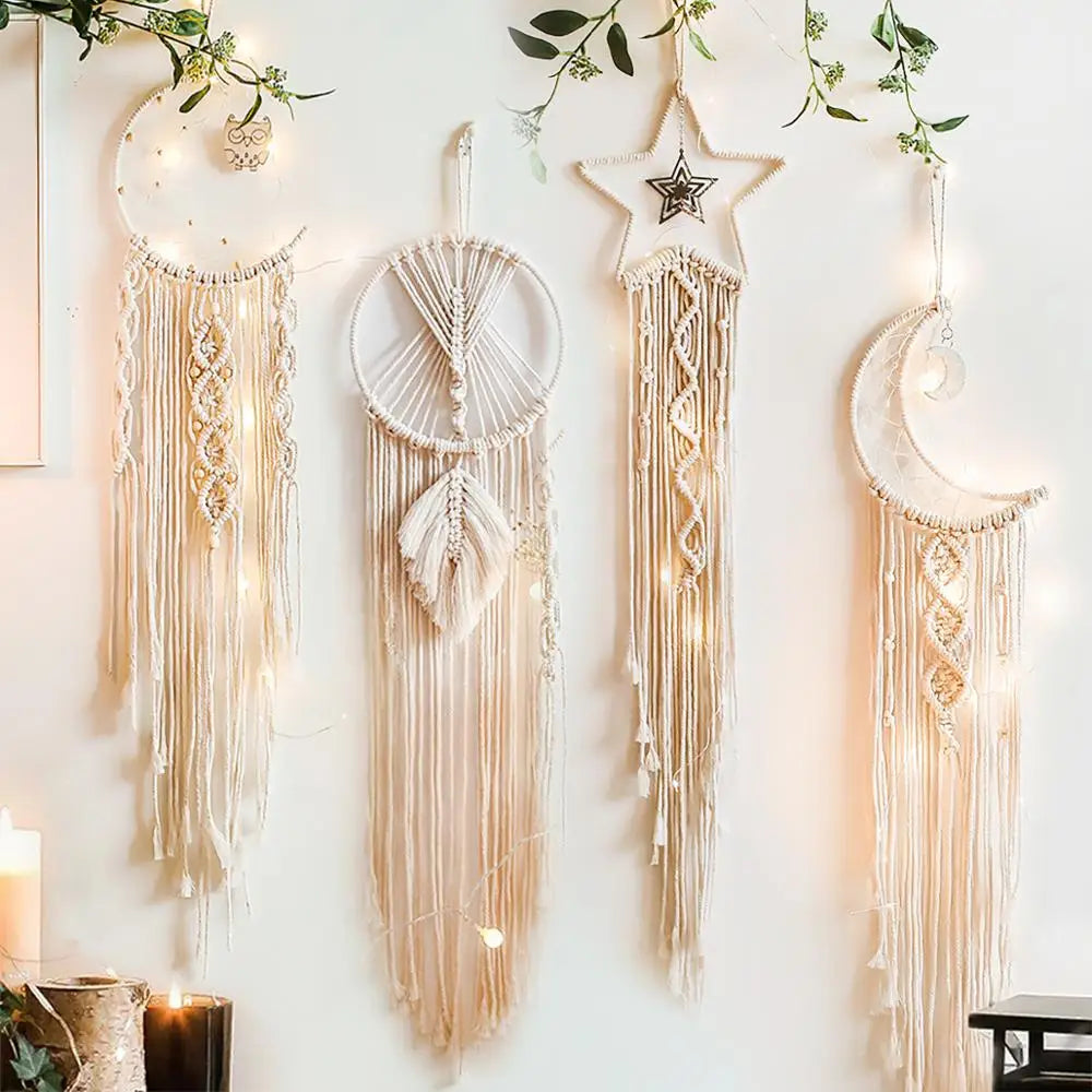 Makramee Traumfänger Boho Wohnkultur Mond Stern Dekoration Makramee Wandbehang Baby Nordic Zimmer Schlafzimmer Kinderkrippe Wohnzimmer Traumfänger