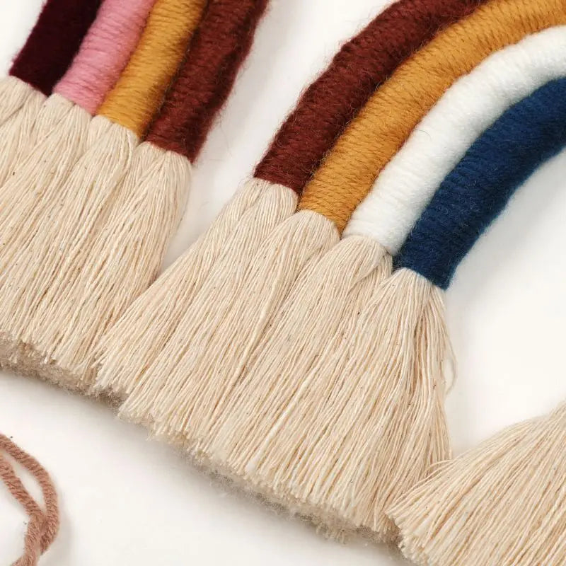 Makramee Regenbogen Wandbehang – Boho Kinderzimmer Dekor