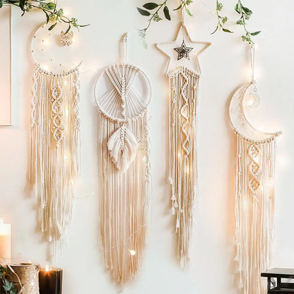 Makramee Traumfänger Boho Wohnkultur Mond Stern Dekoration Makramee Wandbehang Baby Nordic Zimmer Schlafzimmer Kinderkrippe Wohnzimmer Traumfänger