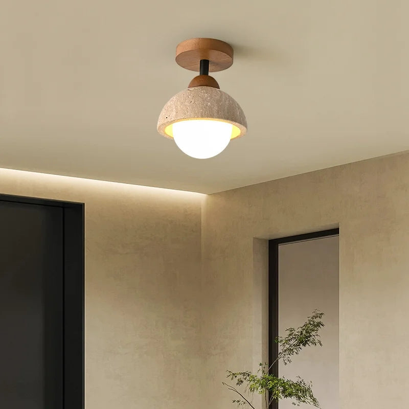 Japandi Style Travertine Ceiling Light Fixture – Elegant Flush Mount Ceiling Lamp for Dining Room and Living Spaces | Premium Comfort Home & Wellness Product UK