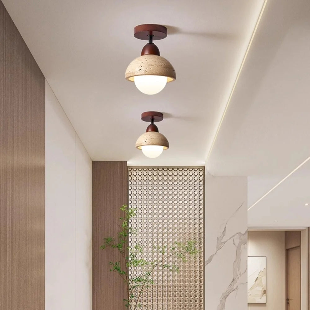 Japandi Style Travertine Ceiling Light Fixture – Elegant Flush Mount Ceiling Lamp for Dining Room and Living Spaces | Premium Comfort Home & Wellness Product UK