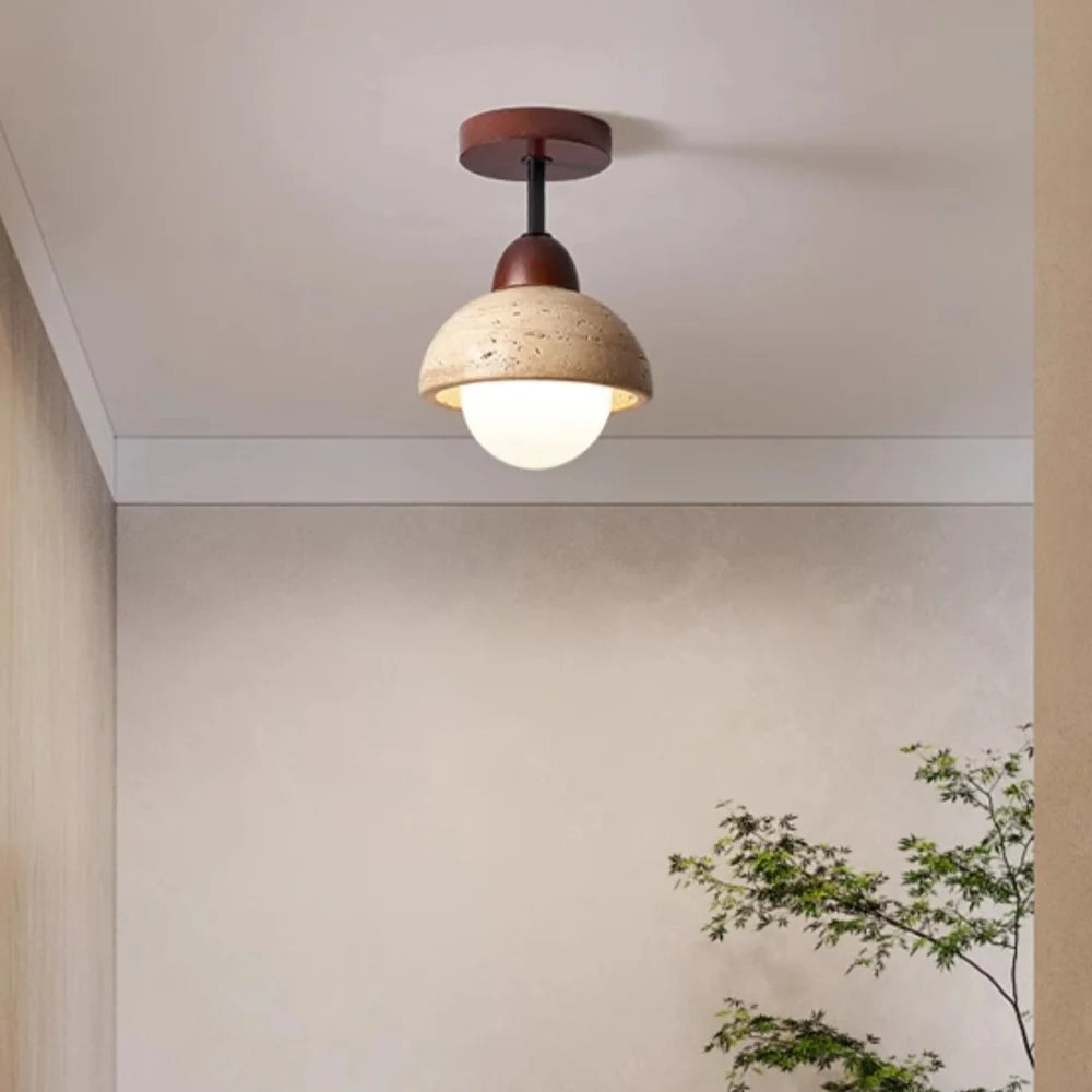 Japandi Style Travertine Ceiling Light Fixture – Elegant Flush Mount Ceiling Lamp for Dining Room and Living Spaces | Premium Comfort Home & Wellness Product UK