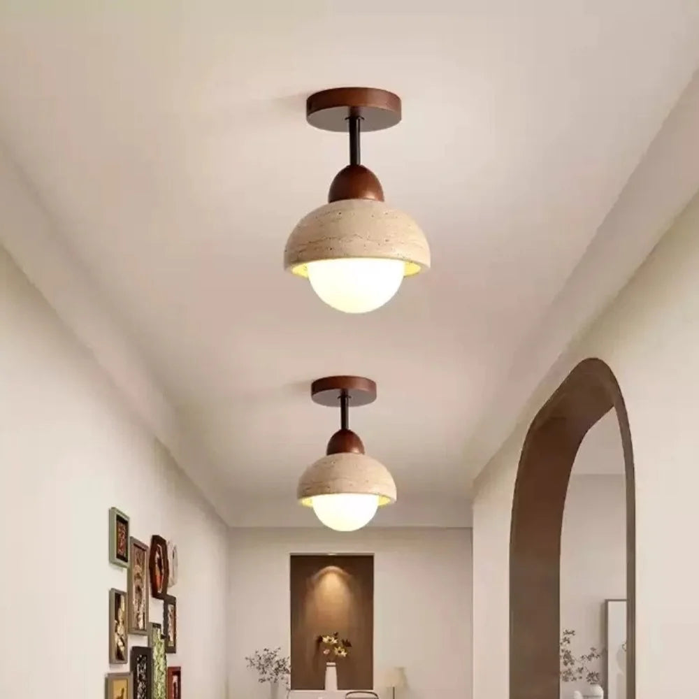 Japandi Style Travertine Ceiling Light Fixture – Elegant Flush Mount Ceiling Lamp for Dining Room and Living Spaces | Premium Comfort Home & Wellness Product UK