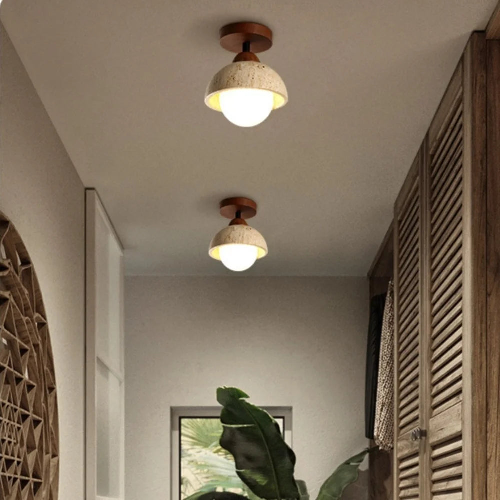 Japandi Style Travertine Ceiling Light Fixture – Elegant Flush Mount Ceiling Lamp for Dining Room and Living Spaces | Premium Comfort Home & Wellness Product UK