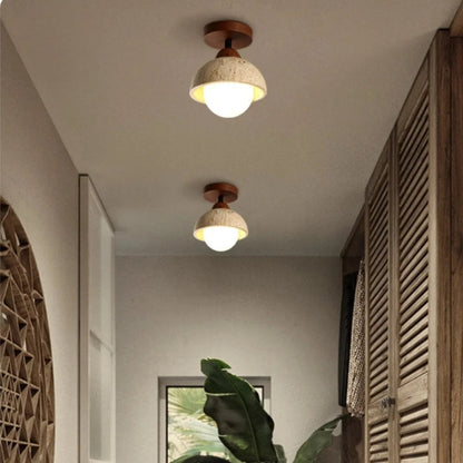 Plafonnier en travertin de style Japandi – Élégant plafonnier encastré pour salle à manger et salon | Produit haut de gamme pour le confort et le bien-être de la maison (Royaume-Uni)