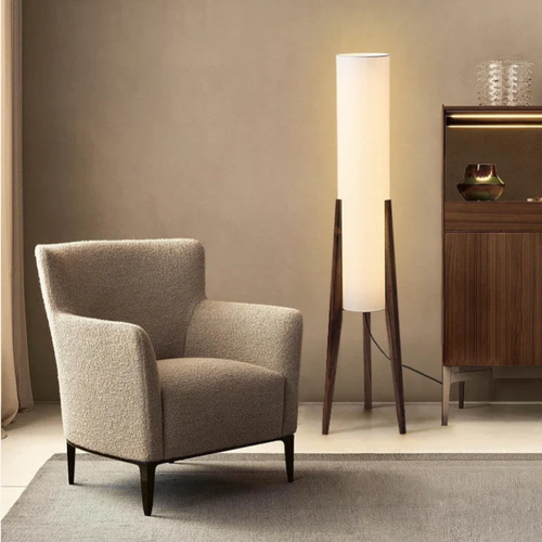 Lampadaire moderne en noyer massif pour salon – Lampe sur pied élégante avec éclairage doux et montage facile | Produit haut de gamme pour la maison et le bien-être (Royaume-Uni)