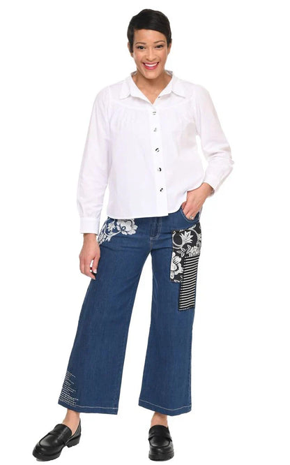 Tulip Clothing Wylie Denim Damenhose mit Ernteblumen