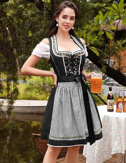 3-piece Dirndl set with apron & blouse – Oktoberfest | Traditional traditional dress for festive occasions
