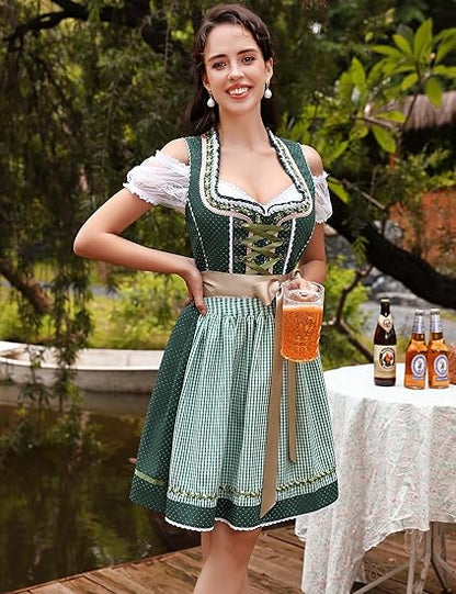 3-piece Dirndl set with apron & blouse – Oktoberfest | Traditional traditional dress for festive occasions