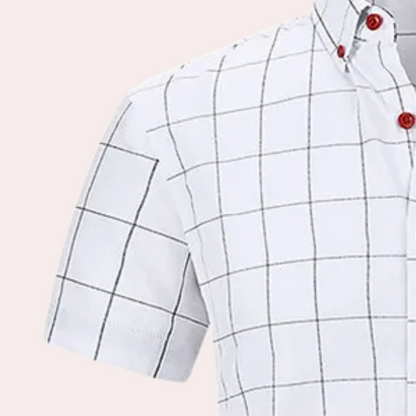 Philipe - Classic Short-Sleeve Plaid Shirt with Buttons