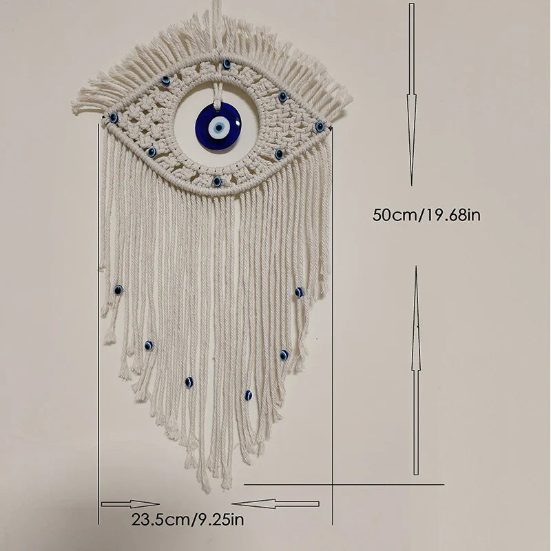 🧿 Evil Eye Makramee Wandbehang – Handgemachter Boho Wohnkultur Wandteppich