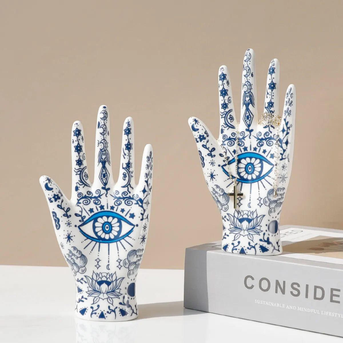 Keramischer böser Blick Hand Schmuckhalter