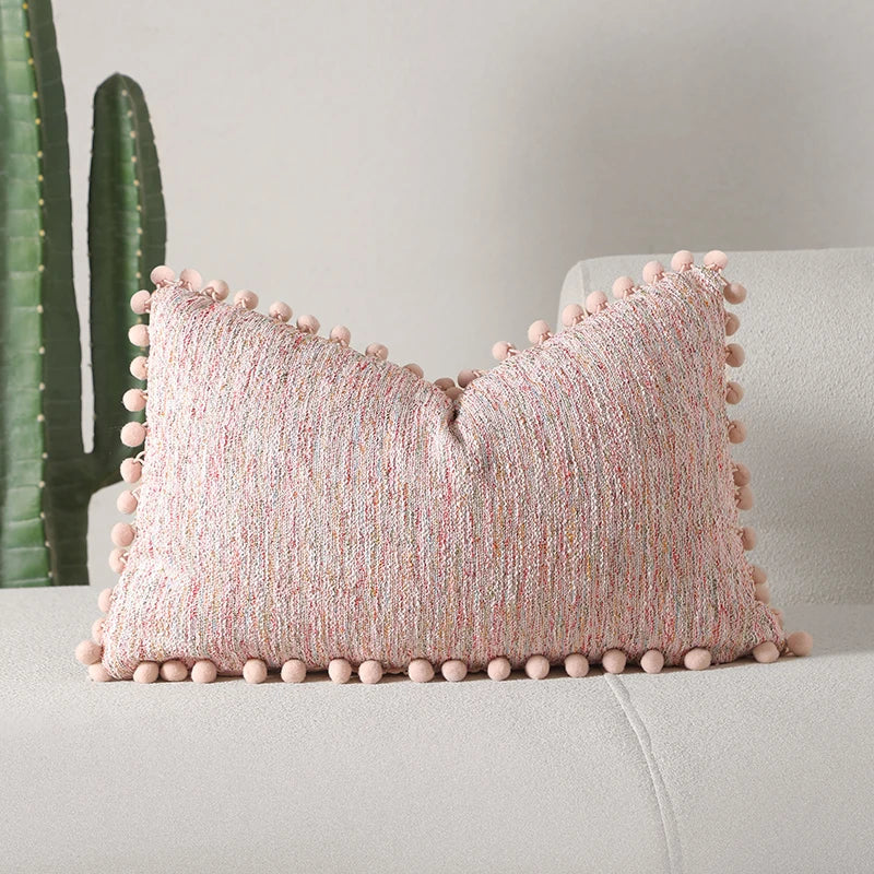 Boho Dekokissenbezug mit Quastenakzenten – 30 cm x 50 cm