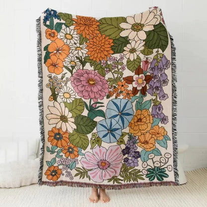 Gemütliche Boho Baumwoll-Leinen Decke
