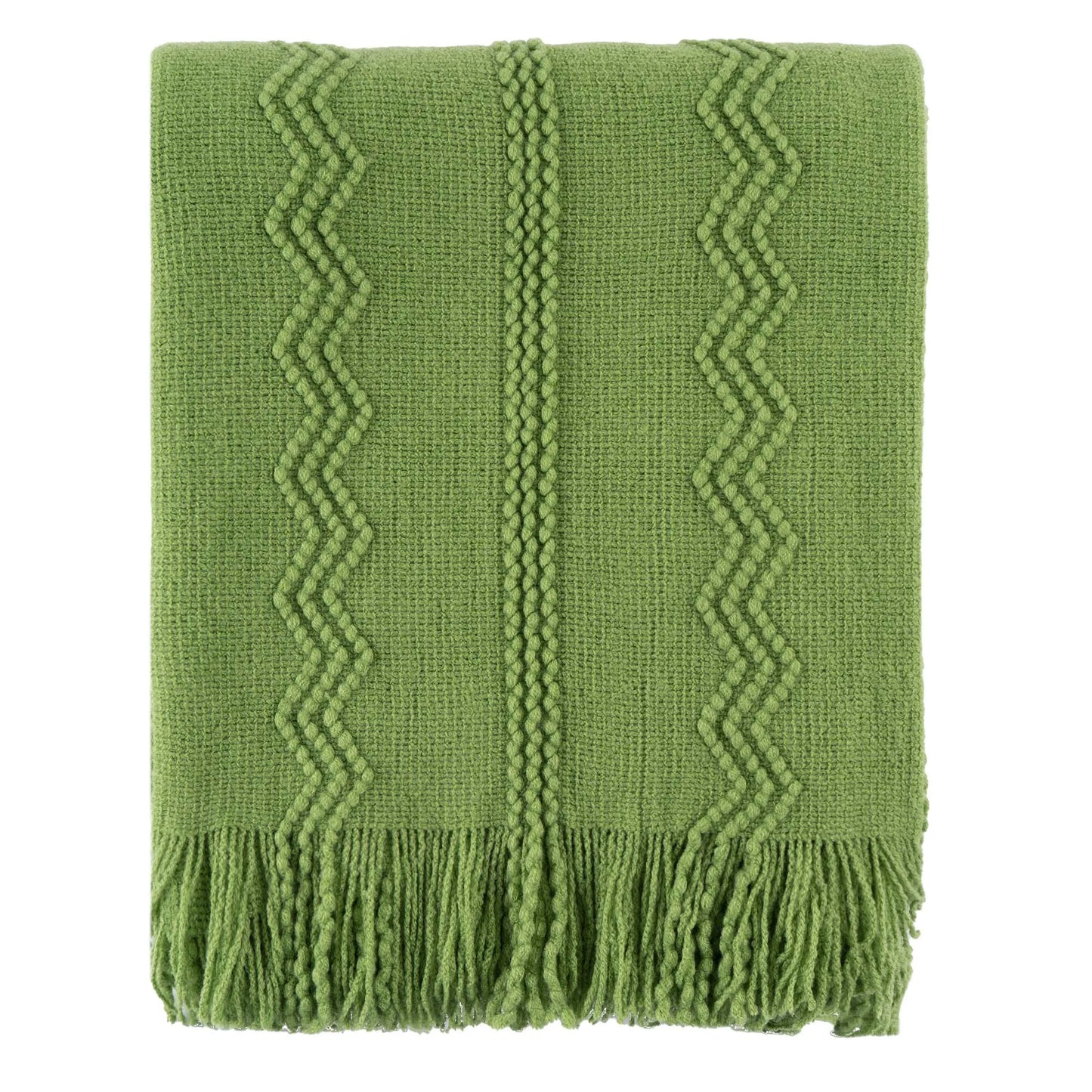Boho Strickdecke – Weiche leichte Acryl-Decke mit Fransen