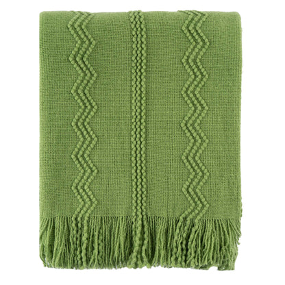 Boho Strickdecke – Weiche leichte Acryl-Decke mit Fransen