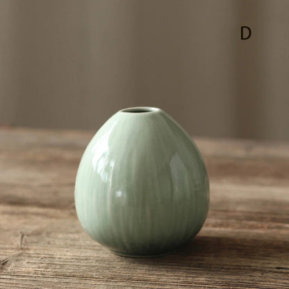 einfache keramische Vase in Teal-Dekoration, Wohnzimmer Esszimmertisch-Dekor, hydroponische Pflanze kleine Vase Boho Wohnkultur