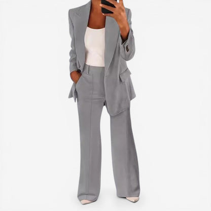 One-Button Blazer Trouser Suit Set