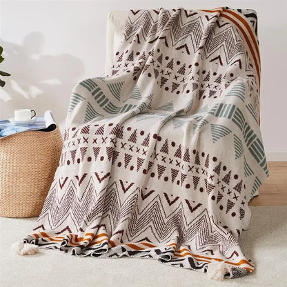 Strickstreifen-Fransen-Wurfdecke