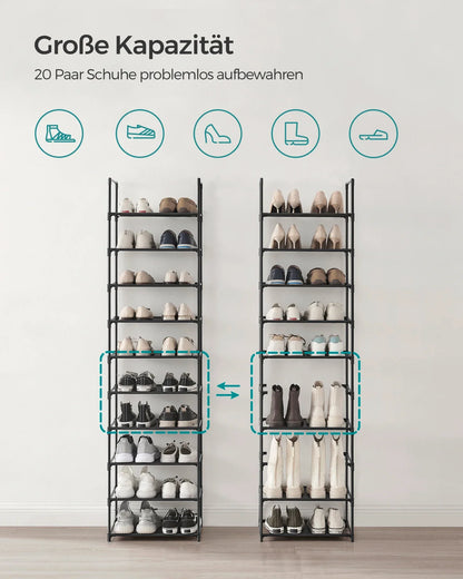 Metall Schuhschrank | Schlanker Schuhregal | Platzsparende Schuhaufbewahrung | SteelLine