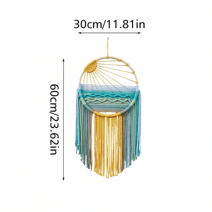 Sonnenaufgang & Sonnenuntergang Gewebter Boho Baumwoll Wandteppich