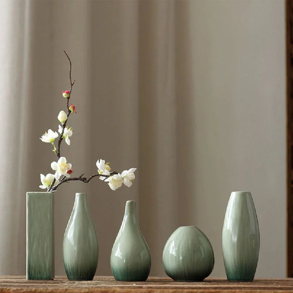 einfache keramische Vase in Teal-Dekoration, Wohnzimmer Esszimmertisch-Dekor, hydroponische Pflanze kleine Vase Boho Wohnkultur