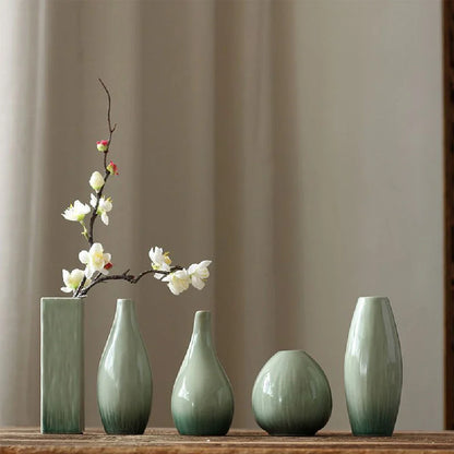 einfache keramische Vase in Teal-Dekoration, Wohnzimmer Esszimmertisch-Dekor, hydroponische Pflanze kleine Vase Boho Wohnkultur