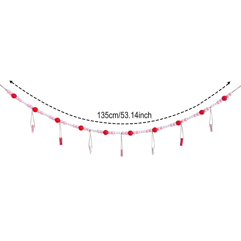 Boho Wandbehang Fotodisplay mit Holzperlen & Clips