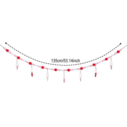 Boho Wandbehang Fotodisplay mit Holzperlen & Clips