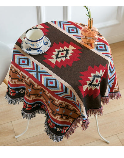 Bohemian Karomuster Fransen-Wurfdecke