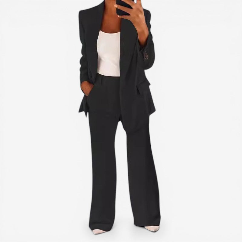 One-Button Blazer Trouser Suit Set