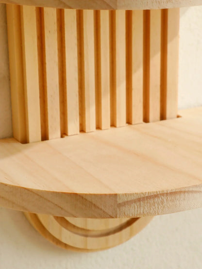 Boho Stil Holz Wandregal - Geometrische Wandmontierte Regale, Naturholz-Finish, Moderne Wohnkultur, Pflanzenhalter Kreis
