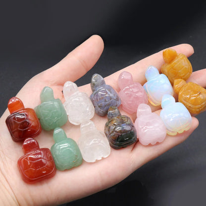 Mini Naturstein Schildkröte Figur – Handgefertigtes Kristalltier für Chakra-Heilung & Boho Wohnkultur