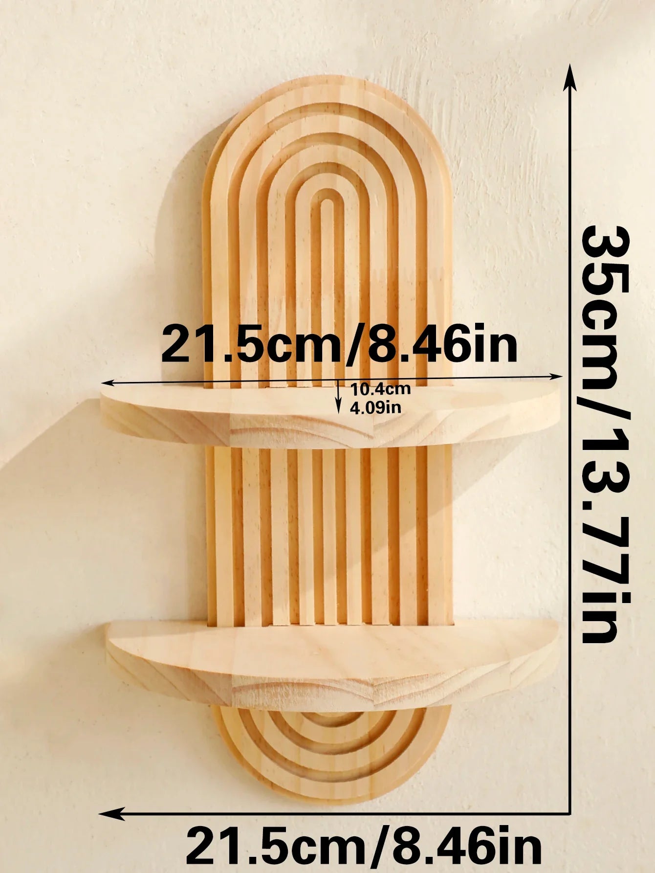 Boho Stil Holz Wandregal - Geometrische Wandmontierte Regale, Naturholz-Finish, Moderne Wohnkultur, Pflanzenhalter Kreis