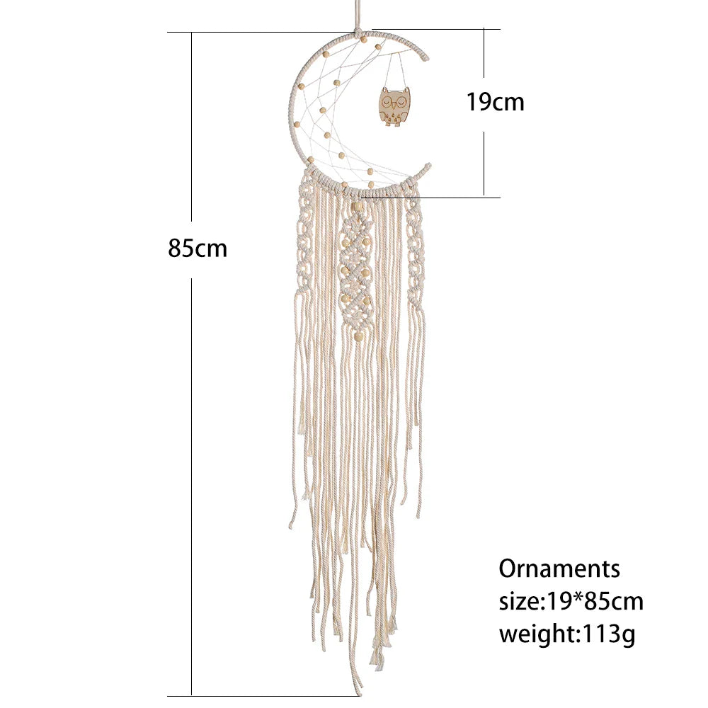 Makramee Traumfänger Boho Wohnkultur Mond Stern Dekoration Makramee Wandbehang Baby Nordic Zimmer Schlafzimmer Kinderkrippe Wohnzimmer Traumfänger