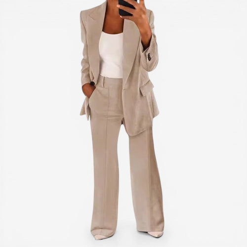 One-Button Blazer Trouser Suit Set